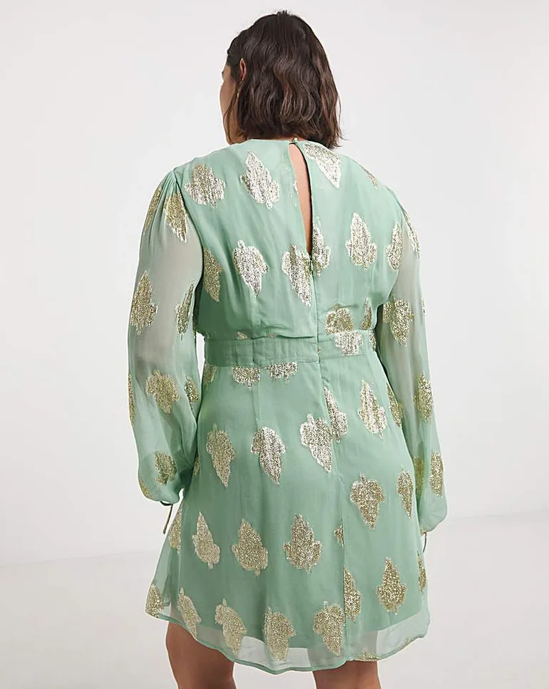 sage skater dress Sage Crepe Asym Neck Skater Midi Dress
