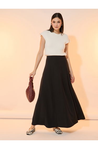 Solid A-Line Maxi Skirt