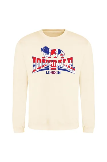 Lonsdale Mens Union Jack Logo Sweatshirt - Vanilla