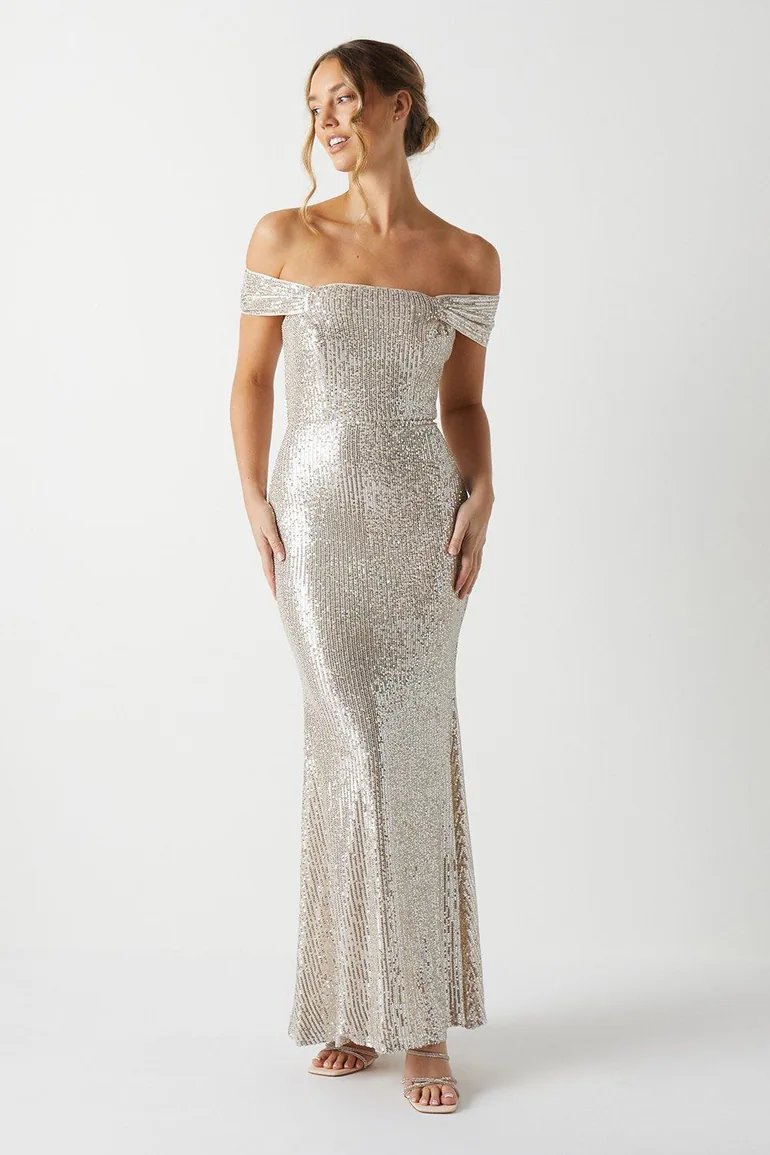Sequin Bardot Dress
