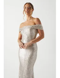 Sequin Bardot Dress - 1