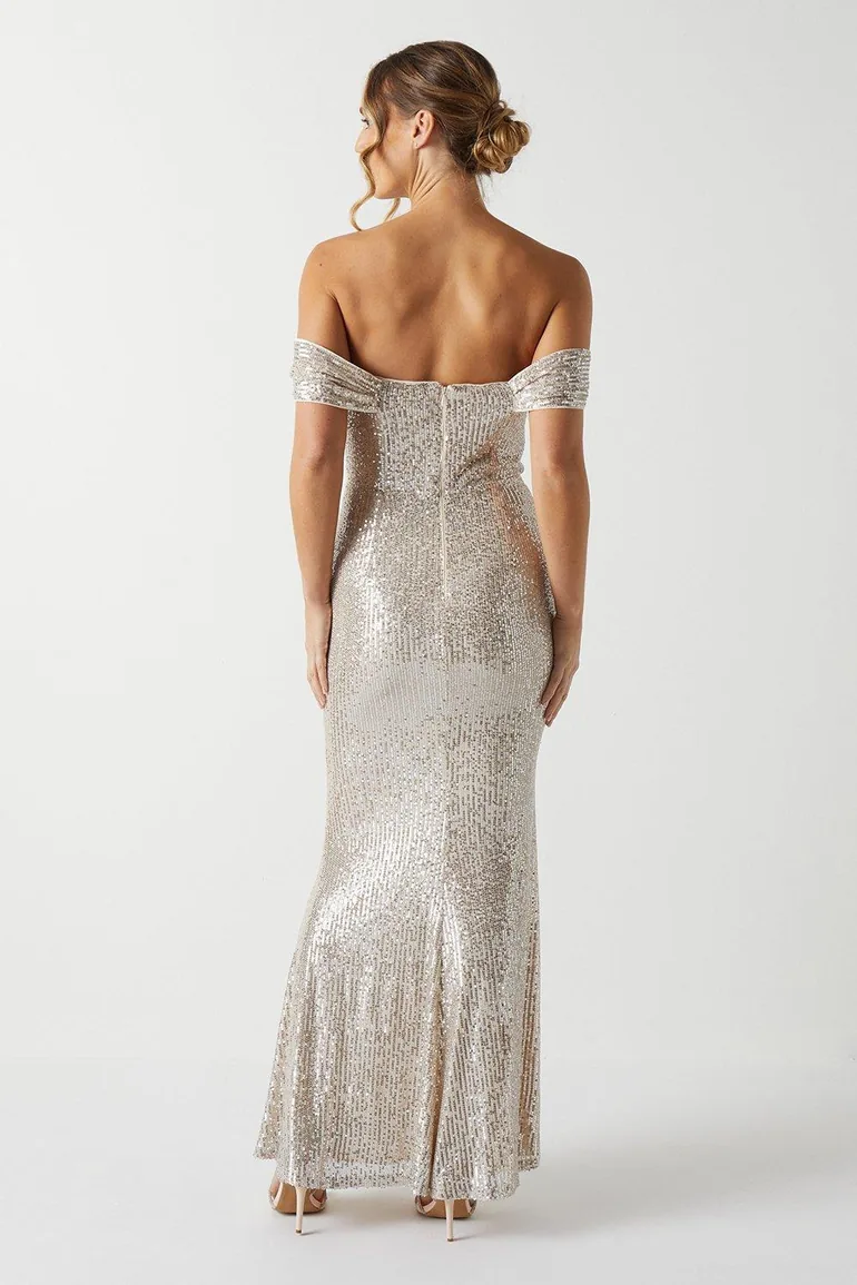 Sequin Bardot Dress - 2