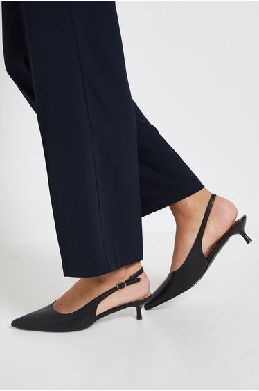Faelina Faux Leather Slingback Kitten Heel Court Shoes