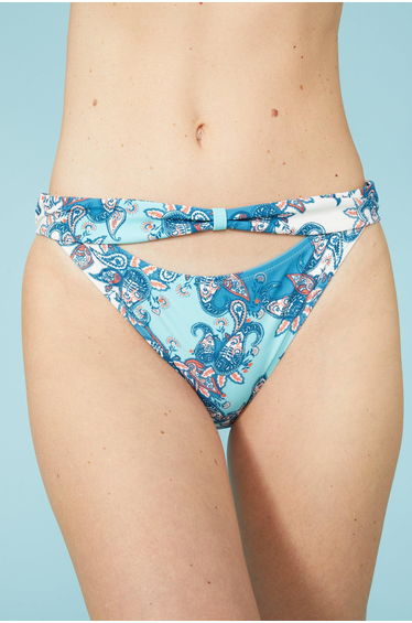 Lori Paisley Wrap Front Bikini Brief - teal