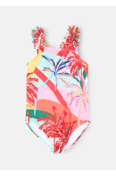 Essie Palm Print Frill Strap Swimsuit