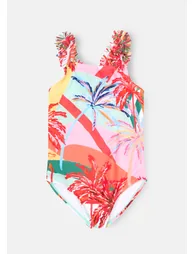 Essie Palm Print Frill Strap Swimsuit
