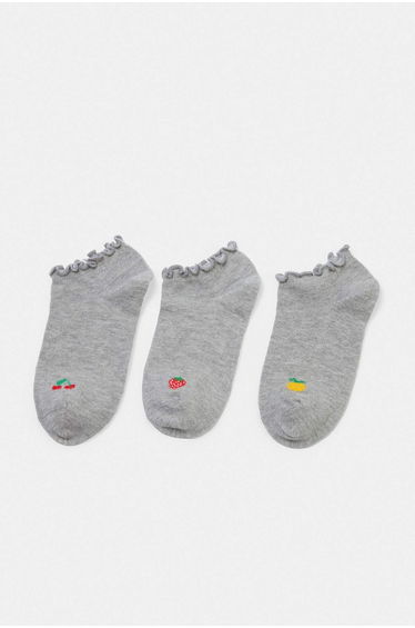 Gray 3-Piece Printed Jacquard Knitted Socks