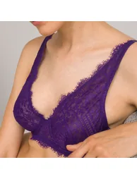Eyelash Lace Halterneck Bra - 1