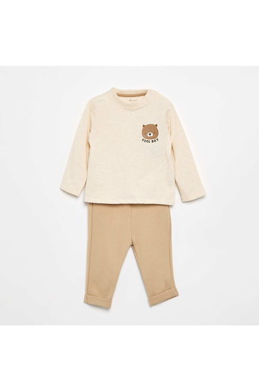 2-Piece T-shirt and Jogging Bottoms Set BEIGE