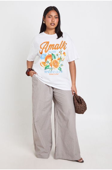Plus Amalfi Oranges Printed T Shirt - white