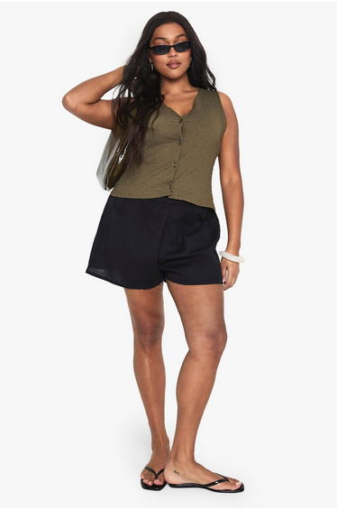 Plus Crinkle Waistcoat - khaki