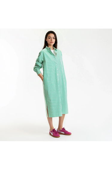 Maxi Shirt Dress with Long Sleeves