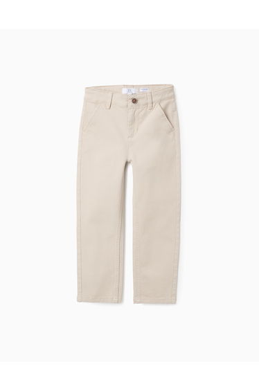 Twill Chino Trousers for Boys 'Slim Fit', Beige