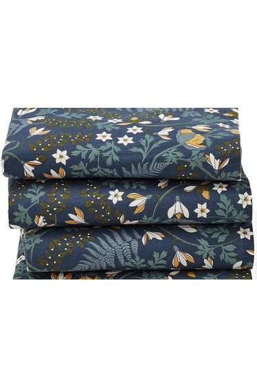 Set of 4 Longina Floral 100% Washed Cotton Napkins