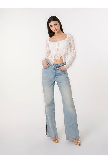 Long Sleeve Lace Butterfly Top