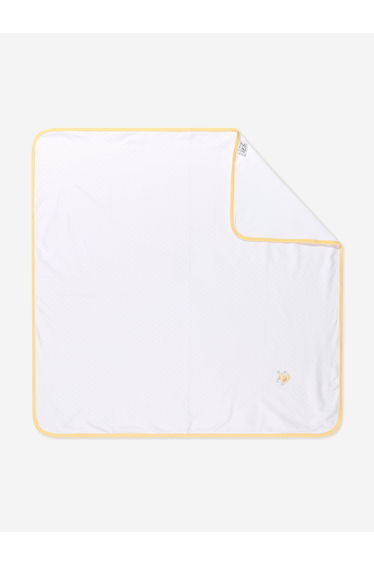Baby Rubber Ducky Embroidered Receiving Blanket in White