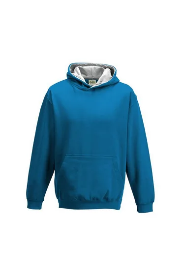 Awdis Childrens/Kids Varsity Hoodie - Sapphire Blue/Heather Grey
