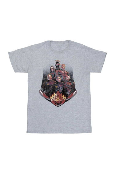 Guardians Of The Galaxy Volume 3 Girls Group Pose Distressed T-Shirt - Sport Grey