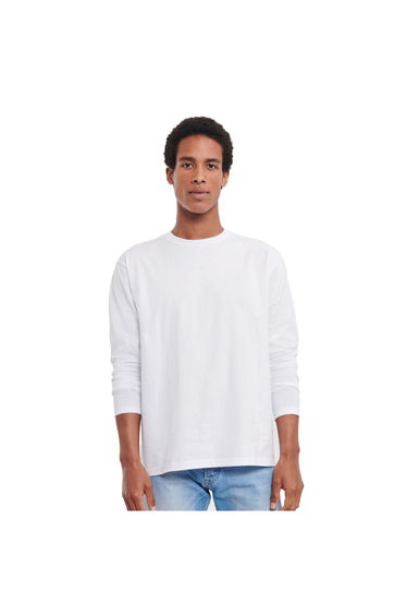 Russell Mens Plain Classic Long-Sleeved T-Shirt - White