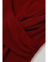 Artful Crisscross V-Neck Long Sleeve Knit Top in Red - 3