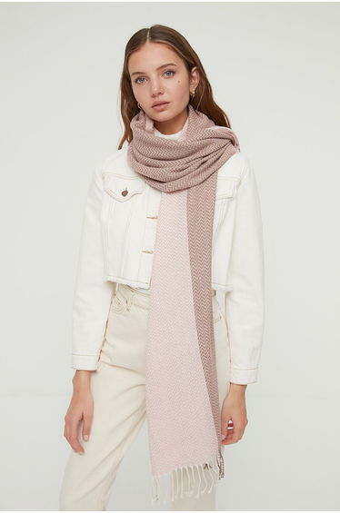 Women's Powder Color Block, Soft Textured Scarf