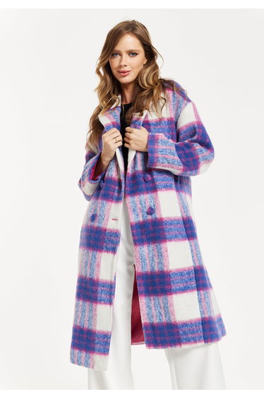 Women's Longline Coat in Pink and Navy