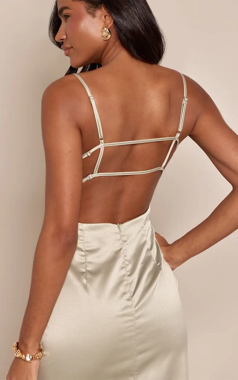 backless sage dress Halter tie neck backless gown