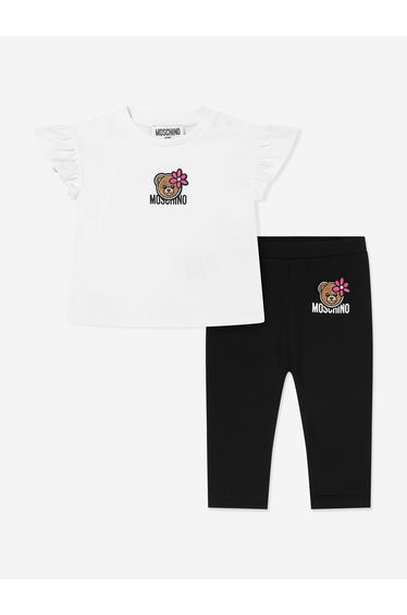 Moschino Baby Girls Bear Logo Leggings Set in Black