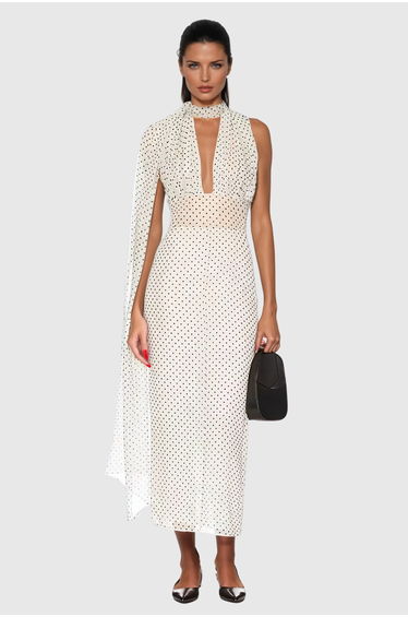 Cismaan Dot Scarf Maxi Dress
