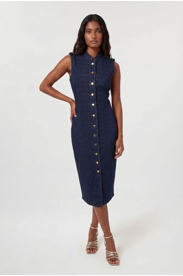 Denim Military Midi Dress