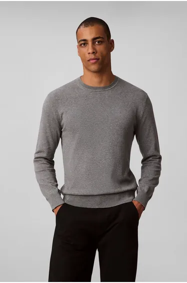 Long Sleeved Supima Cotton Crew Neck Jumper Black