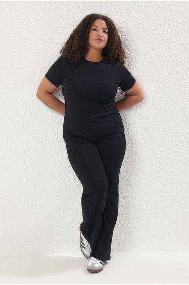 Black Knitted Plus Size Bottom-Top Set