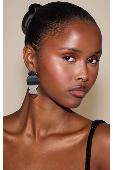 Silver Abstract Disc Tiered Earrings