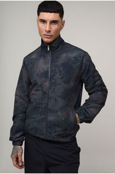 Tall Camo Ripstop Funnel Neck Track Jacket - camo