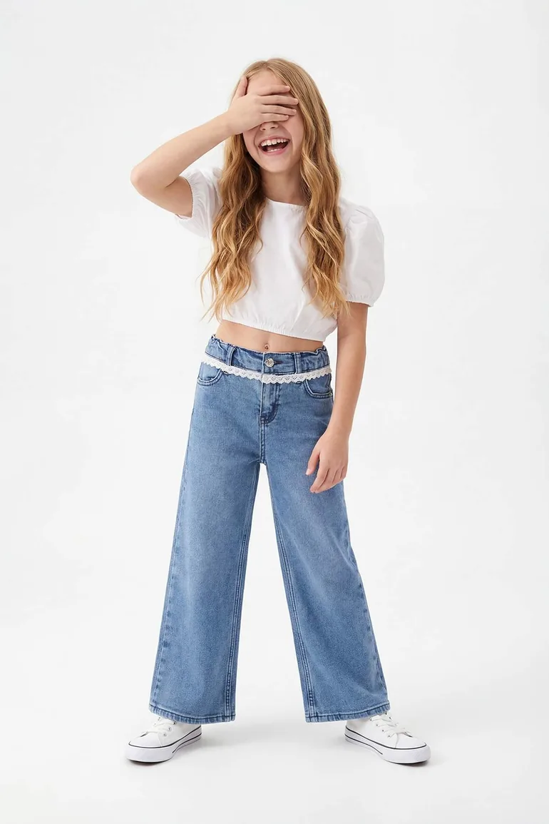 Blue Girl's Denim Trousers - 1