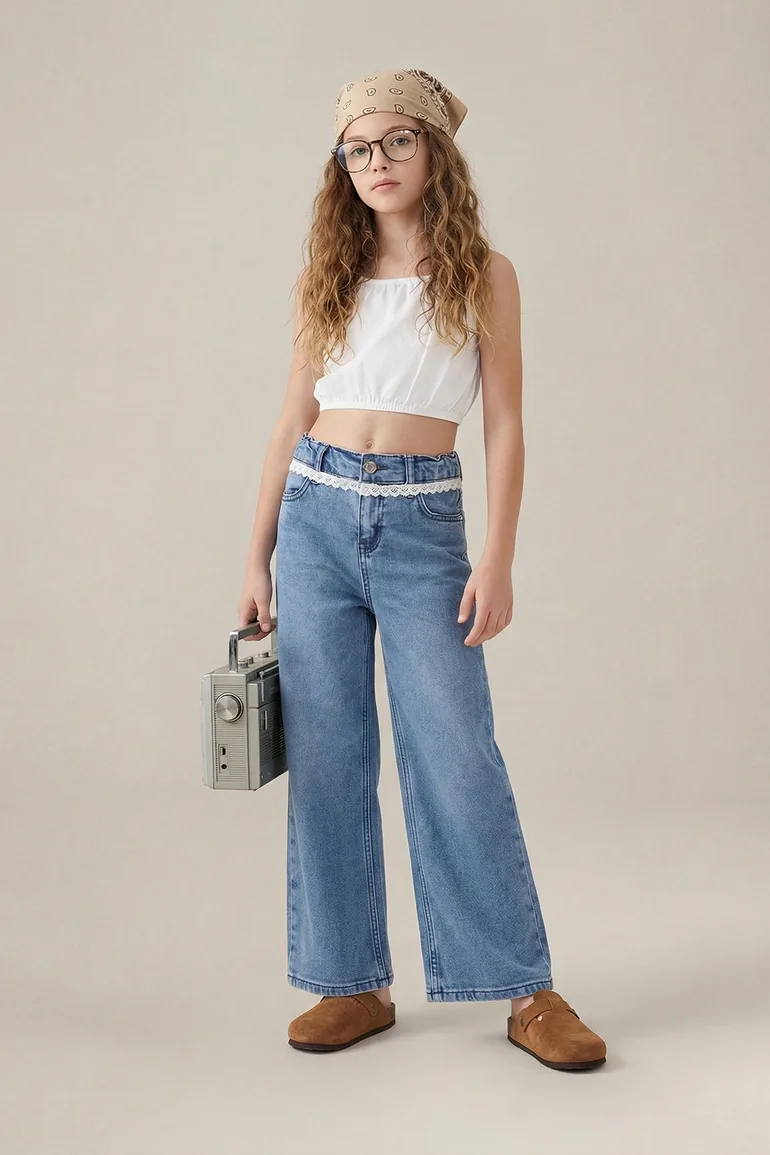 Blue Girl's Denim Trousers
