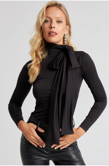 Women's Black Bow Blouse