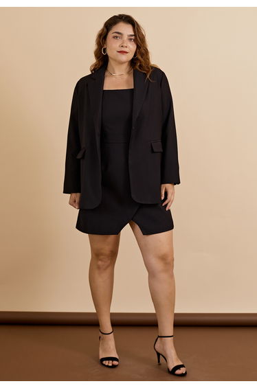 Solid Color Flap Pocket Blazer in Black