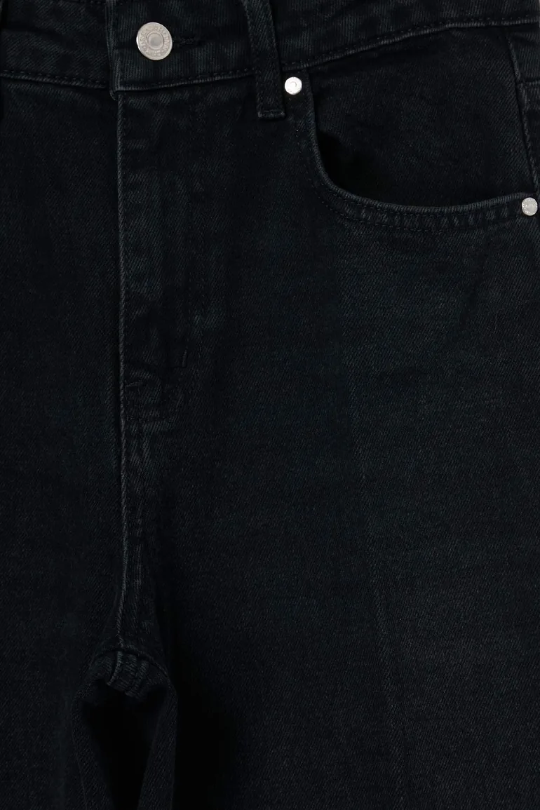 Wardrobe Essentials Black Low Stretch High Waist Wide Leg Jeans - 6
