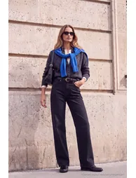 Wardrobe Essentials Black Low Stretch High Waist Wide Leg Jeans - 2