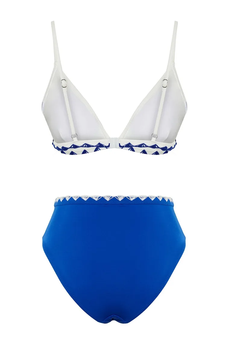 Saks*001 Plain Triangle High Waist Bikini Set - 7