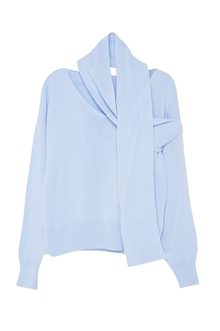 Blue Scarf Knitwear Sweater - 1