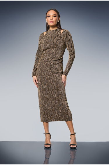 Cut-Out Detail Sparkle Jersey Midi Dress