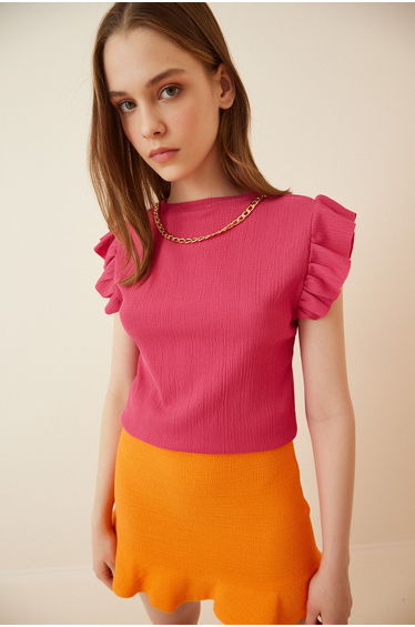 Women's Dark Pink Chain Necklace Blouse