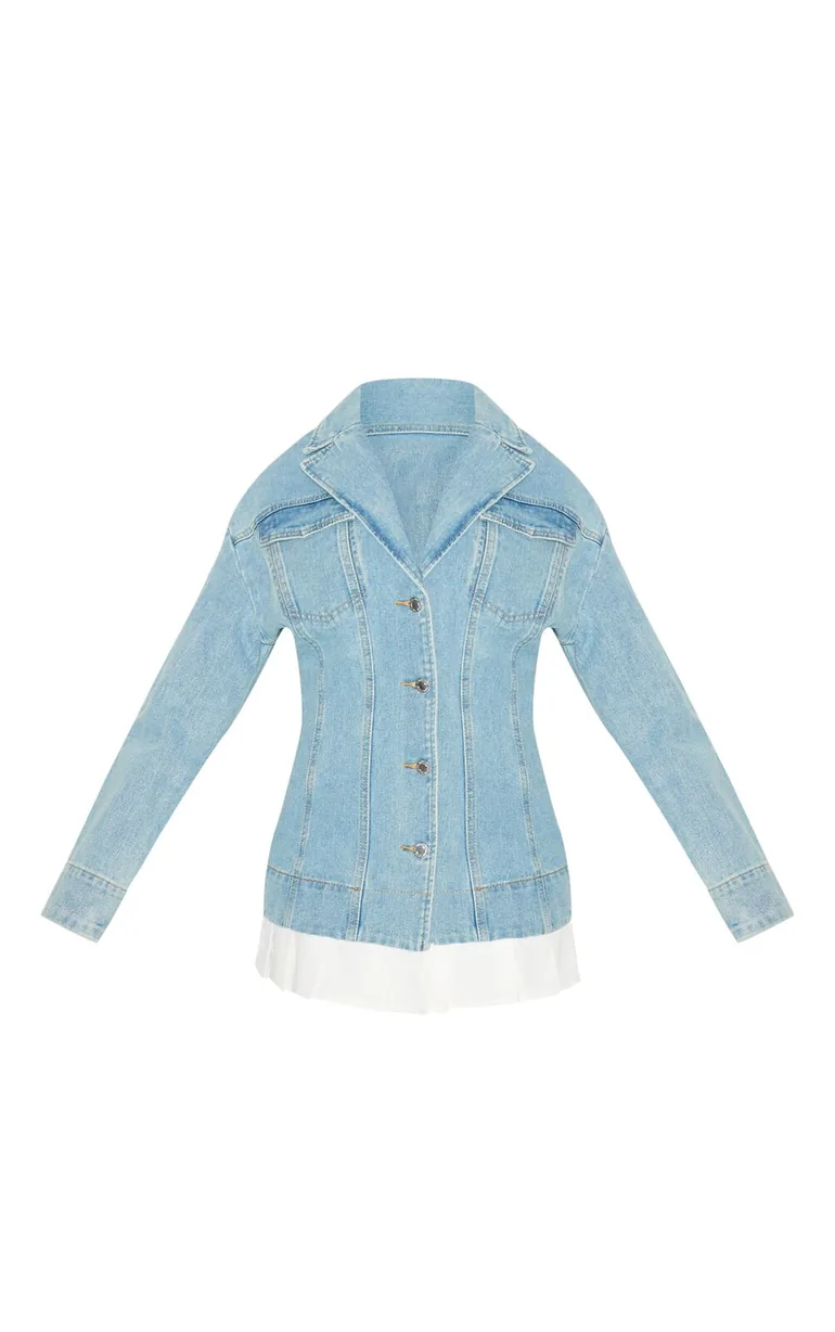Petite Light Blue Denim Fitted Mini Dress With Pleat Details  Prettylittlething : Dresses : VogaCloset Kazakhstan