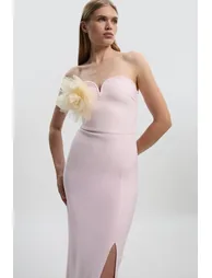 Figure Form Bandage Rosette Knit Dress - 2