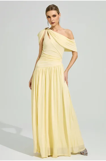 Cage Yellow One Shoulder Dress