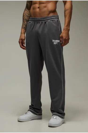 Training Dept Straight Leg Contrast Stitch Joggers - charcoal