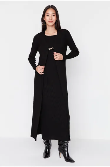 Black Corduroy Dress-Cover, Sweater Suit