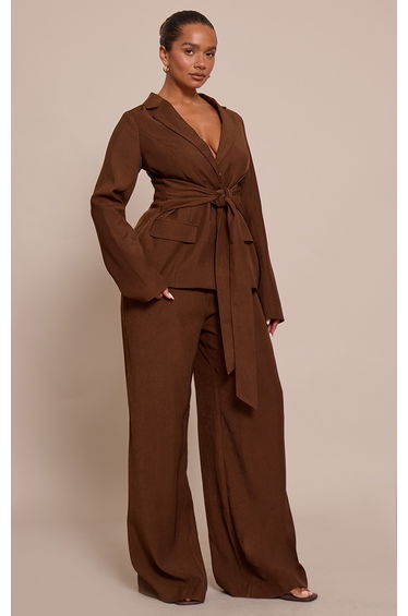 Shape Chocolate Woven Wide Leg Trousers